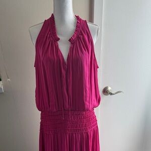 White House Black Market Fuchsia Halter Midi Dress